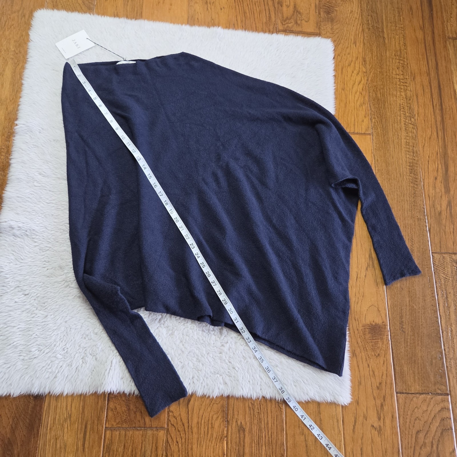 Nwt Jaki London Asymmetric Draped Sweater Women's L/Xl Made In Italy Navy Blue — image 6 of 7